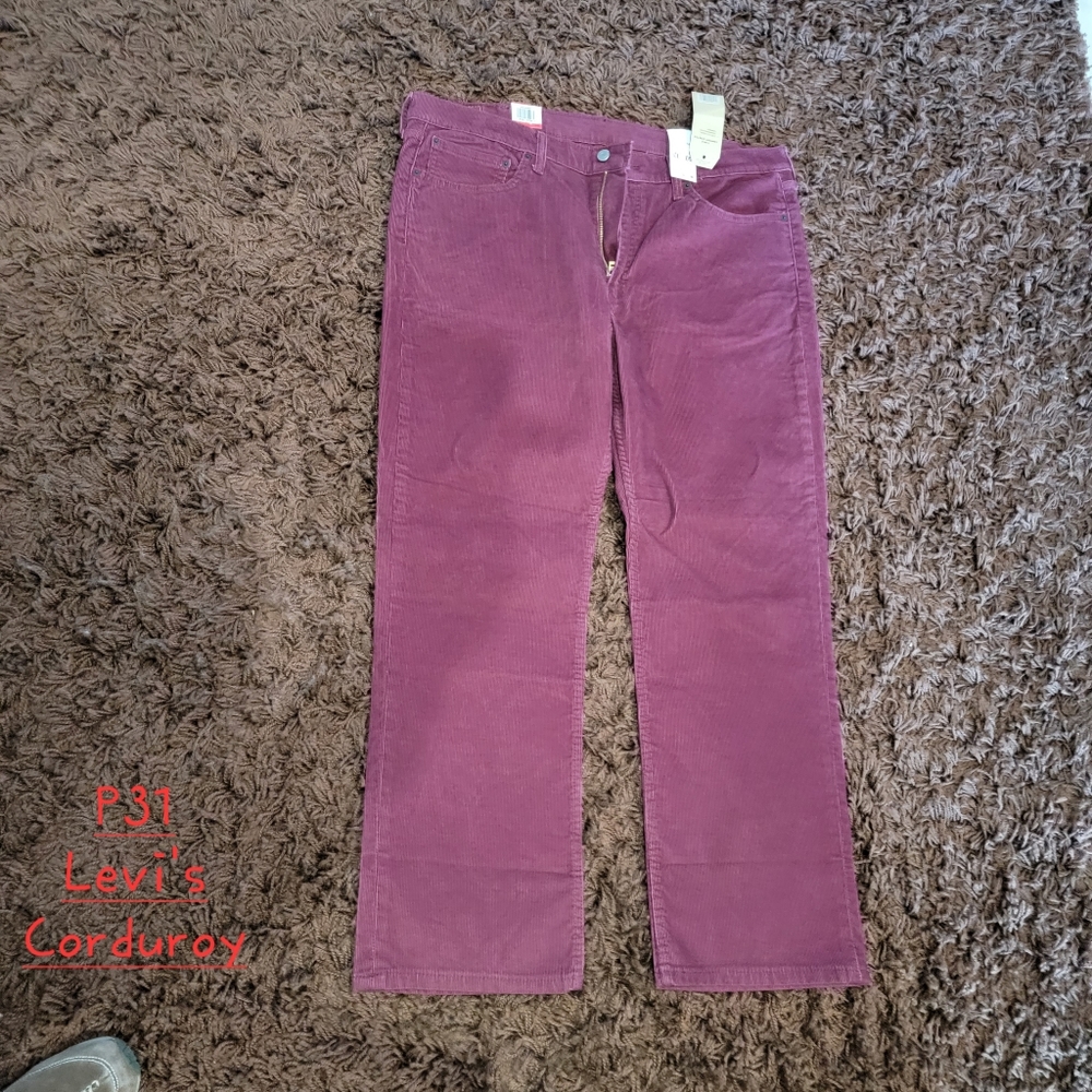 Levi's 514 Men's Corduroy Zipperfly W40 L30 Maroon NWT